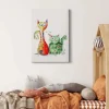 Bricoflor Kunst Bild Mit Katzen Abstrakt Buntes Leinwandbild Mit Tier Motiv Ideal Für Flur Und Küche Modernes Katzenbild Als Wand Deko