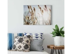 Bricoflor Landhaus Leinwand Bild Mit Feld Motiv Maritimes Bild Mit Sonnenstrahlen In Crème Natur Wandbild Ideal Für Badezimmer Und Schlafzimmer