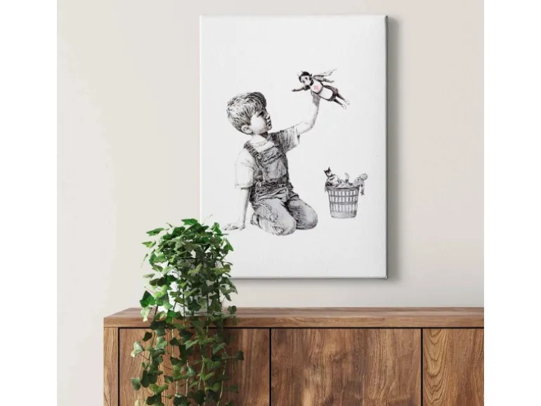 Bricoflor Leinwand Bild Mit Zeichnung Street Art Wandbild In Schwarz Weiß Ideal Für Wohnzimmer Und Jugendzimmer Modernes Leinwandbild Mit Superhelden