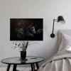 Bricoflor Leinwand Bild Mit Gorilla Und Blumen Stillleben Wandbild In Schwarz Ideal Für Wohn Und Schlafzimmer Tier Bild Auf Leinwand Im Querformat