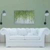 Bricoflor Leinwandbild Mit Pflanzen Grün Weiß Deko Wandbild Für Schlafzimmer Und Küche Pflanzenwand Auf Bild In 120 X 80 Cm