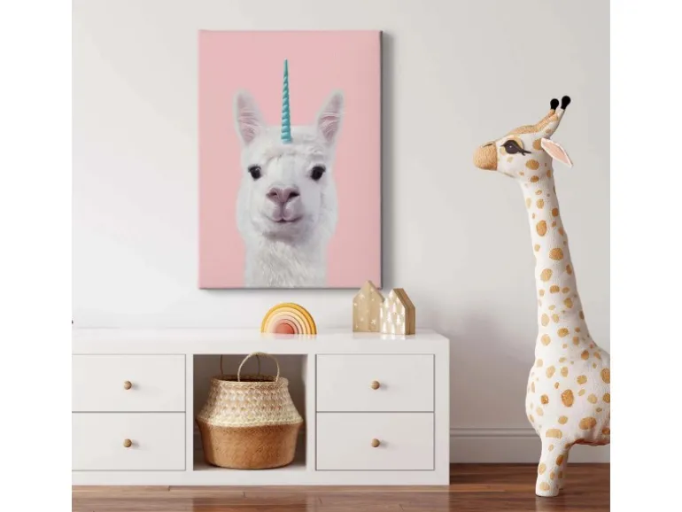 Bricoflor Lustiges Einhorn Bild In Rosa Leinwand Bild Mit Alpaka Ideal Für Babyzimmer Und Kinderzimmer Mädchen Wandbild Mit Lama Motiv