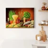 Bricoflor Mediterranes Deko Wandbild Für Küche Leinwand Bild In Rot Und Grün Mit Pasta Motiv Nudel Küchenwandbild Im Querformat