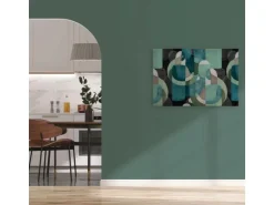 Bricoflor Mid Century Bild Türkis Mint Ausgefallenes Wandbild Mit Kunst Motiv Leinwandbild Abstrakte Kunst Retro Stil 90 X 60 Cm