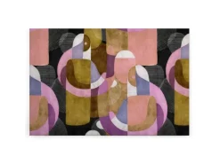 Bricoflor Mid Century Bild Rosa Gold Lila Leinwandbild Abstrakte Kunst Mit Menschen Retro Leinwand 120 X 80 Cm Für Wohnzimmer
