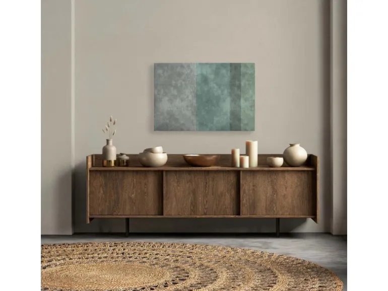 Bricoflor Minimalist Wandbild In Betonoptik Deko Bild Mit Streifen Grau Grün Leinwandbild Skandinavisch Für Büro In 90 X 60 Cm