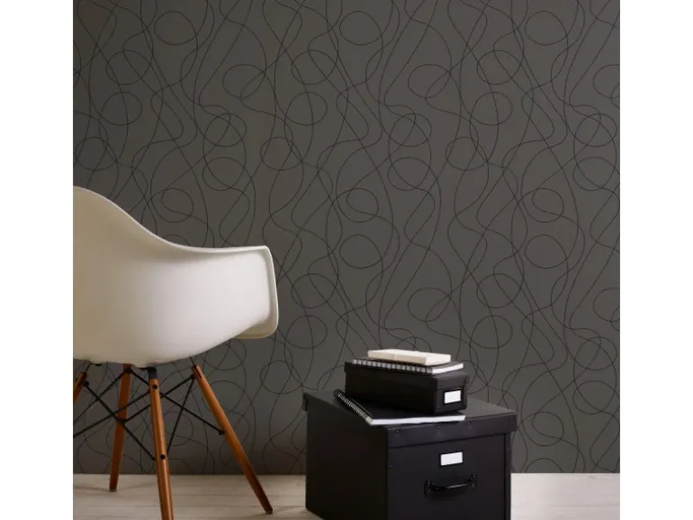 Bricoflor Moderne Tapete Abstrakt Graue Vliestapete mit Geschwungene Linien Muster Vlies Mustertapete mit Vinyl Ideal für Küche und Wohnzimmer