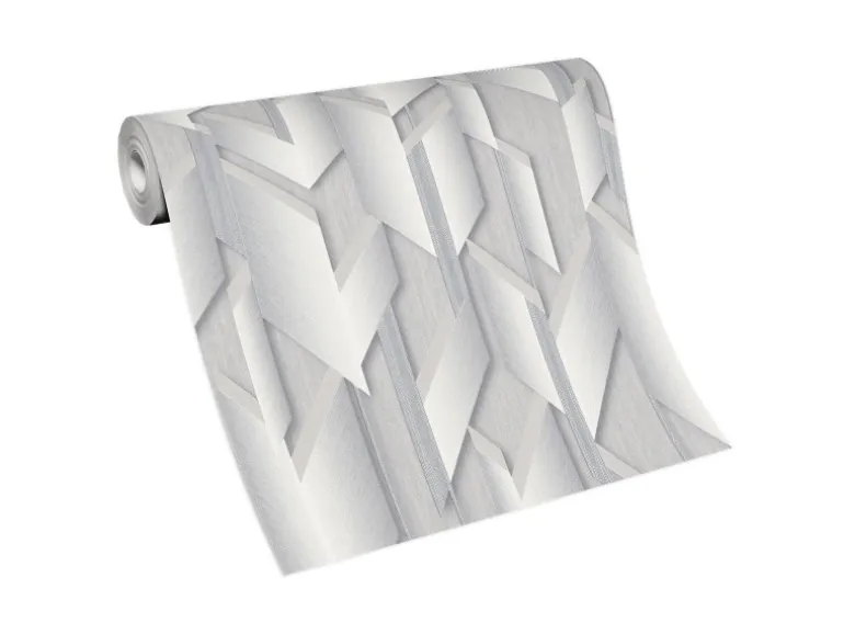 Bricoflor Moderne Tapete für Schlafzimmer in Grau Silber Geometrische Vliestapete mit 3D Metallic Effekt Vlies Mustertapete in Hellgrau