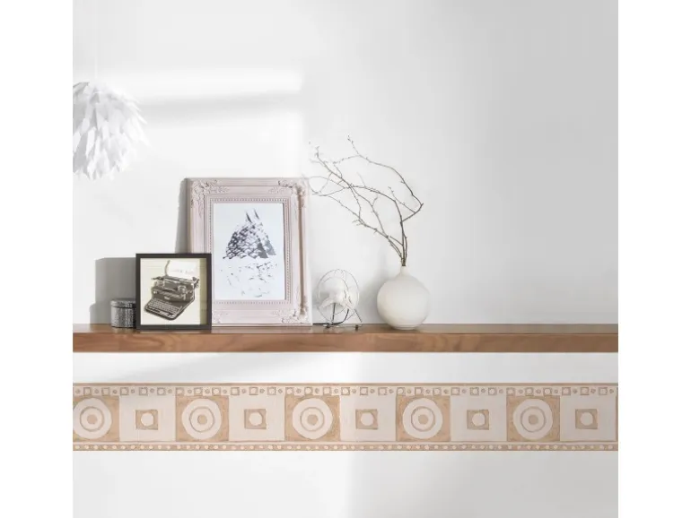 Bricoflor Naturstein Tapeten Bordüre für Küche und Badezimmer Mediterrane Tapetenbordüre aus Vlies und Vinyl Beige Tapetenborte in Mosaik Optik