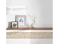 Bricoflor Papier Tapetenbordüre für Küche Mediterrane Bordüre mit Ornament Vinyl Wandbordüre im Landhausstil in Beige und Gold