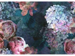 Bricoflor Romantische Tapete mit Hortensie und Pfingstrosen Blumen Fototapete mit Rosen und Hortensien Vlies Blumentapete in Blau Lila