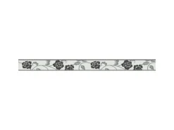 Bricoflor Schmale Tapetenbordüre Selbstklebend Vinyl Tapete mit Blumen in Grau Florale Tapetenborte Ideal für Schlafzimmer und Küche