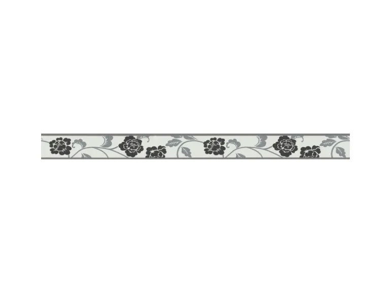 Bricoflor Schmale Tapetenbordüre Selbstklebend Vinyl Tapete mit Blumen in Grau Florale Tapetenborte Ideal für Schlafzimmer und Küche