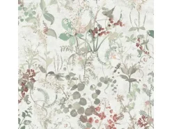 Bricoflor Schwedische Tapete mit Blumen in Weiß Grün Rot Vintage Blumentapete Skandinavisch Ideal für Wohnzimmer und Bad