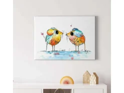 Bricoflor Süße Maus Bild Bunt Leinwand Bild Mit Mäusen In Moderner Kunst Stil Für Kinderzimmer Und Küche Buntes Wandbild Mit Tieren In Aquarell Optik