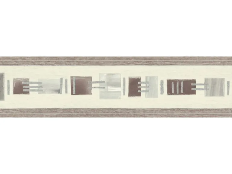Bricoflor Selbstklebende Tapetenbordüre in Grau und Braun Moderne Bordüre in Taupe für Küche und Wohnzimmer Vlies Tapetenborte mit Vinyl