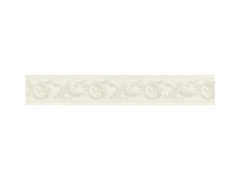 Bricoflor Selbstklebende Tapetenbordüre in Weiß Silber Elegante Tapetenborte für Badezimmer und Schlafzimmer Ornament Bordüre aus Vlies und Vinyl