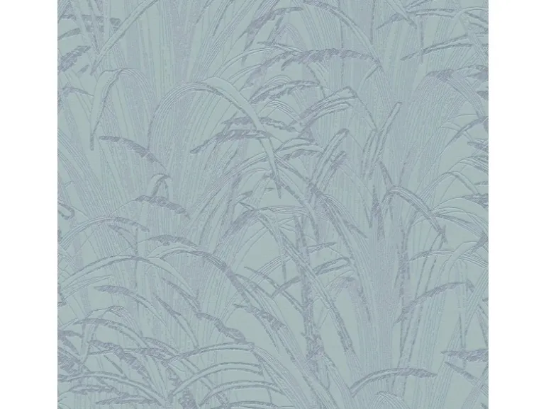 Bricoflor Skandinavische Tapete Mit Binsengras Design Vlies Mustertapete In Grau Blau Moderne Vliestapete Mit Blätter Muster