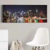 Bricoflor Skyline Von New York Auf Leinwand Modernes Stadt Bild Mit Nacht Motiv Ideal Für Jugend Und Schlafzimmer Urbanes Wandbild In Schwarz Blau