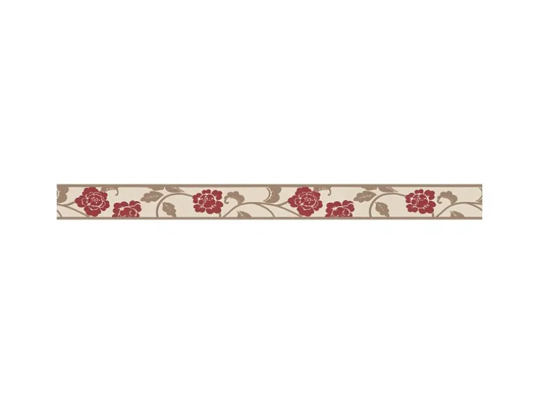 Bricoflor Tapetenbordüre mit Blumen für Schlafzimmer und Esszimmer Selbstklebende Bordüre in Rot und Beige Schmale Tapetenborte aus Vlies und Vinyl