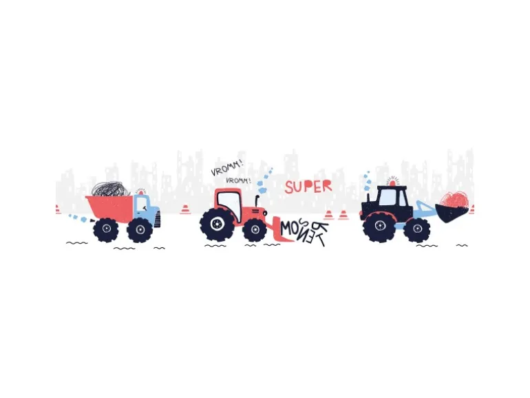 Bricoflor Traktor Tapete als Bordüre für Kinderzimmer Kinder Bordüre Selbstklebend mit Trecker Vlies Kindertapete Ideal für Jungenzimmer