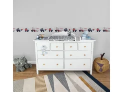 Bricoflor Traktor Tapete als Bordüre für Kinderzimmer Kinder Bordüre Selbstklebend mit Trecker Vlies Kindertapete Ideal für Jungenzimmer