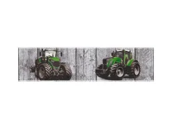 Bricoflor Traktor Tapeten Bordüre Bauernhof Kinderzimmer Tapete für Jungen in Grau und Grün Vlies Tapetenbordüre Ideal für Jungenzimmer