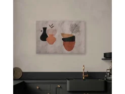 Bricoflor Wandbild Afrikanisch Leinwandbild Mit Vase In Beige Terracotta Modernes Bild In Lehmoptik 120 X 80 Cm Ideal Für Küche