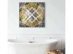 Bricoflor Wandbild Im Orientalischen Stil Marokkanisches Leinwand Bild Im Fliesen Stil Ideal Für Küche Und Schlafzimmer Leinwandbild In Grau Und Gold