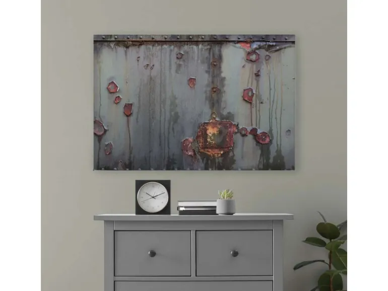 Bricoflor Wandbild In Metall Optik Grau Braun 90 X 60 Cm Leinwandbild Im Industrial Style Deko Bild In Rost Optik Für Wohnzimmer