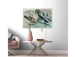 Bricoflor Wandbild Mit Vogel Gezeichnet Vintage Leinwand Bild Mit Vogel Und Baum Design Nostalgie Stil Canvas Keilrahmen Bild In Grün Für Schlafzimmer