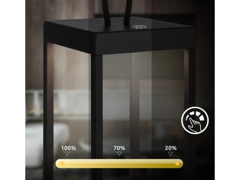 Brilo LED Laterne Luca Touch Dimmbar IP44 Spritzwassergeschützt Schwarz