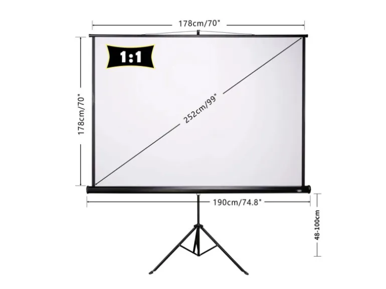 CCLIFE Beamer Leinwand mit Stativ Inklusiv Montagematerial 99 Zoll Projektionsleinwand Rolloleinwand Heimkino Mobile