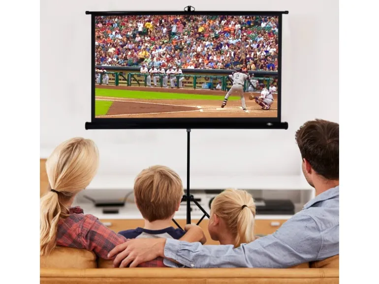 CCLIFE Beamer Leinwand mit Stativ Inklusiv Montagematerial 99 Zoll Projektionsleinwand Rolloleinwand Heimkino Mobile