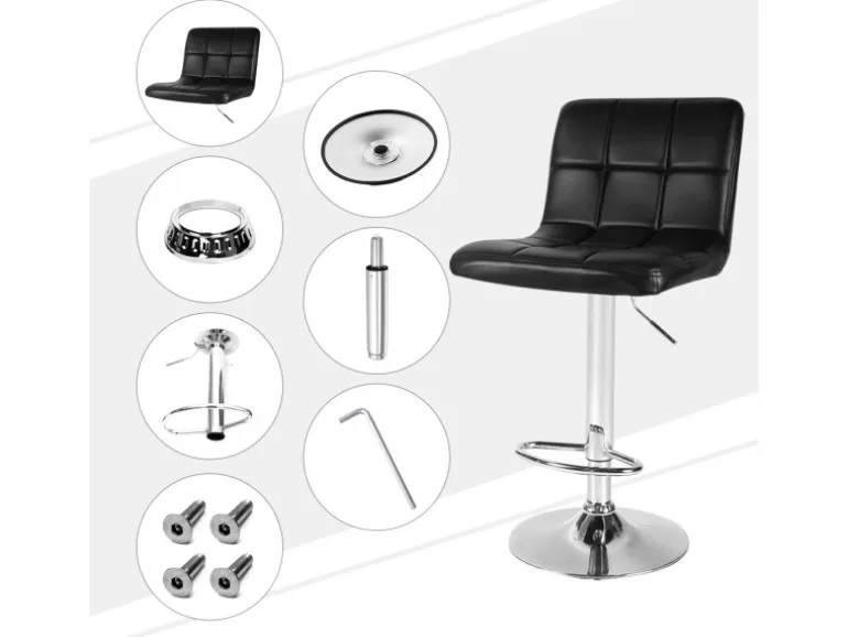 CCLIFE 2er Set Barhocker Hocker Höhenverstellbar 62cm-82cm Schwarz