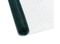 CCLIFE Hühnerzaun Geflügelnetz 45mm Maschenweite 100cm Höhe 15m Länge PVC-Beschichtet Grün