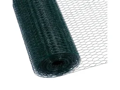 CCLIFE Hühnerzaun Geflügelnetz 25mm Maschenweite 100cm Höhe 50m Länge PVC-Beschichtet Grün