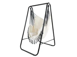 CCLIFE Hängesessel mit Gestell Kissen Hängeschaukel Hängestuhl Bis 100kg Indoor Outdoor Garten Beige