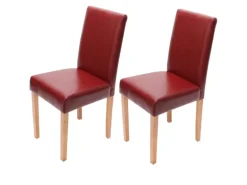 CHEFGASTRO Esszimmerstuhl 4er-Set Klassisch & Zeitlos 90x43x56cm Sitzhöhe 45cm Leder Rot Helle Beine