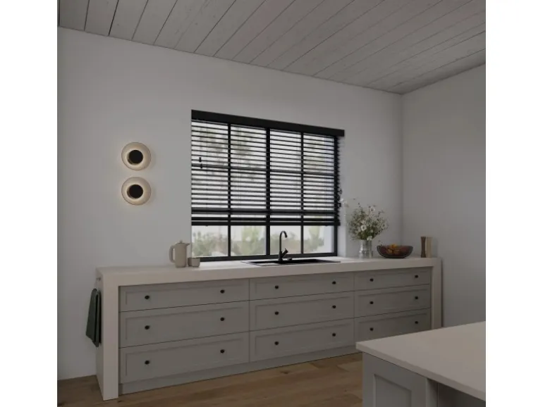 Cocoon Home Concepts Holz Jalousien 210 x 175 50mm Lamellen Schwarz