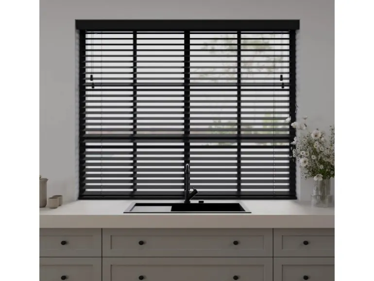 Cocoon Home Concepts Holz Jalousien 80 x 240 50mm Lamellen Schwarz