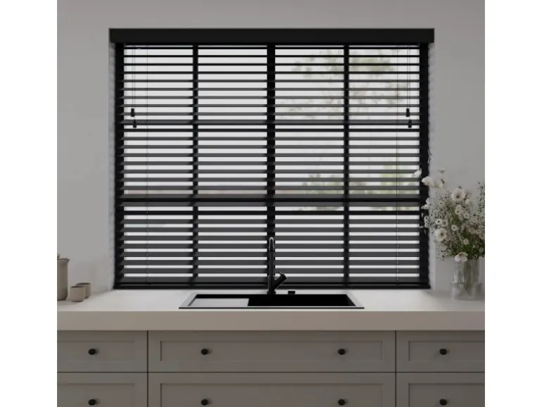 Cocoon Home Concepts Holz Jalousien 130 x 130 50mm Lamellen Schwarz