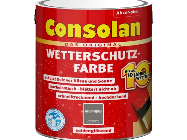Consolan Wetterschutzfarbe Galeriegrau Seidenglänzend 2,5 l