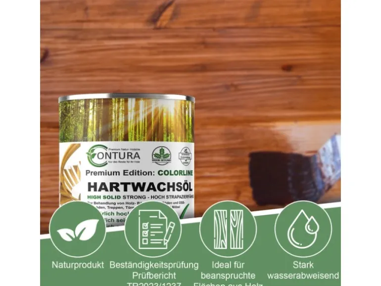 Contura Hartwachsöl Colorline FARBIG Fußbodenöl Parkettöl Möbelöl Holzöl 1 Liter 01 Farblos
