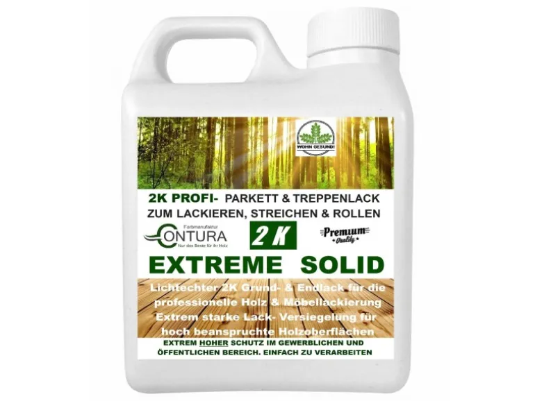 Contura 2K Parkett & Treppenlack mit Härter Extreme Solid Holzlack Möbellack Glänzend 10 Liter