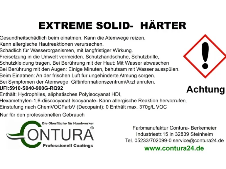 Contura 2K Parkett & Treppenlack mit Härter Extreme Solid Holzlack Möbellack Glänzend 10 Liter