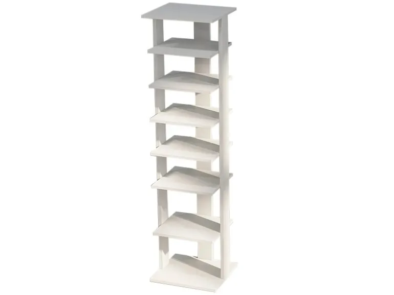 Costway 8 Stufiges Schuhregal Höhenverstellbar Holz Braun Weiß Einzel
