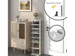 Costway 8 Stufiges Schuhregal Höhenverstellbar Holz Braun Weiß Einzel
