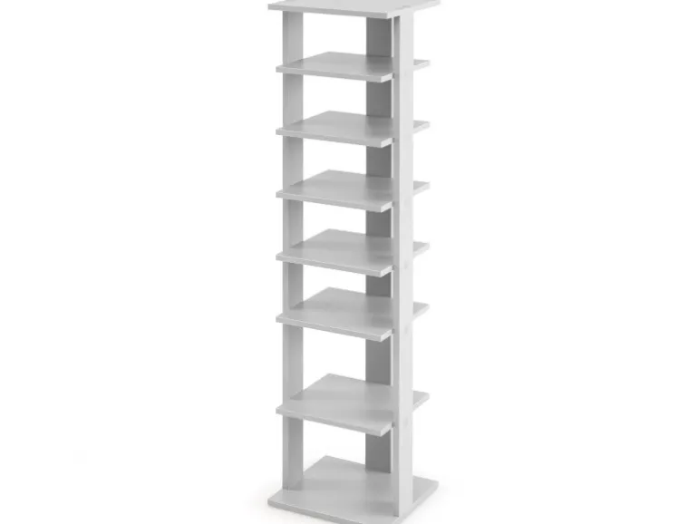 Costway 8 Stufiges Schuhregal Höhenverstellbar Holz Grau Einzel