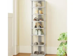 Costway 8 Stufiges Schuhregal Höhenverstellbar Holz Grau Einzel